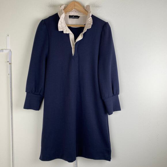Tuckernuck Charlotte Terry Dress Size Medium Navy Blue Mini Pomander Place *flaw - Picture 7 of 16